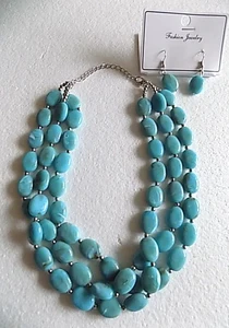 Souprava korále a náušnice tyrkys