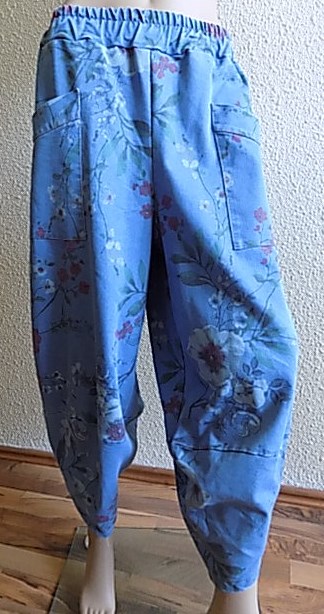 Džíny harémové s květinami Blu Royal